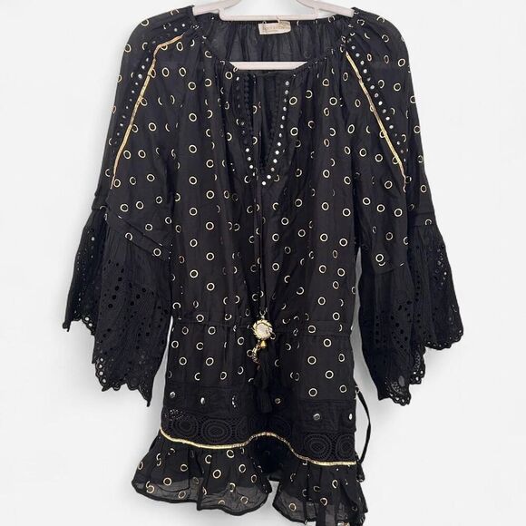 Ramy Brook Silk cotton Nico Mini Cover-Up Dress XS/S ✨ Eyelet Lace Mirror circle - Picture 2 of 8